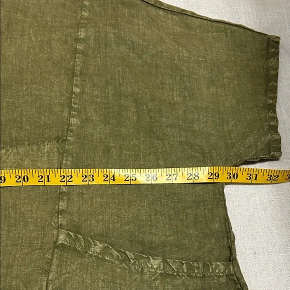 Beau Jours Top Women’s XL Olive Green Linen Lagenlook Boxy Beach - Picture 11 of 14